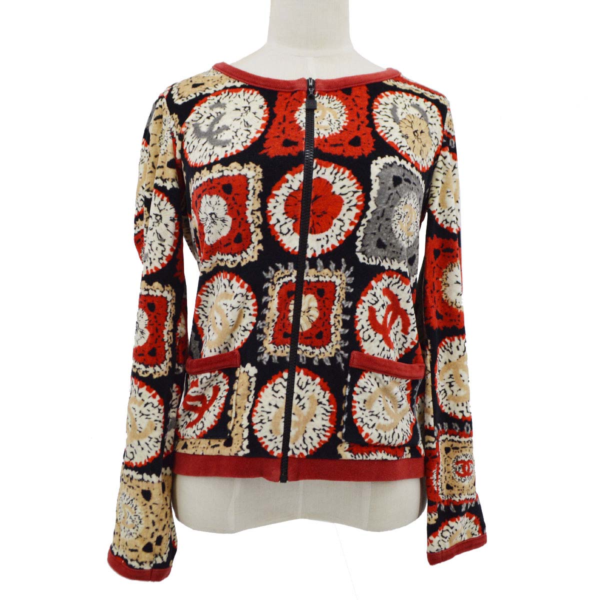 Luxury Chanel 2009 Spring Sports line patchwork print collarless jacket #40