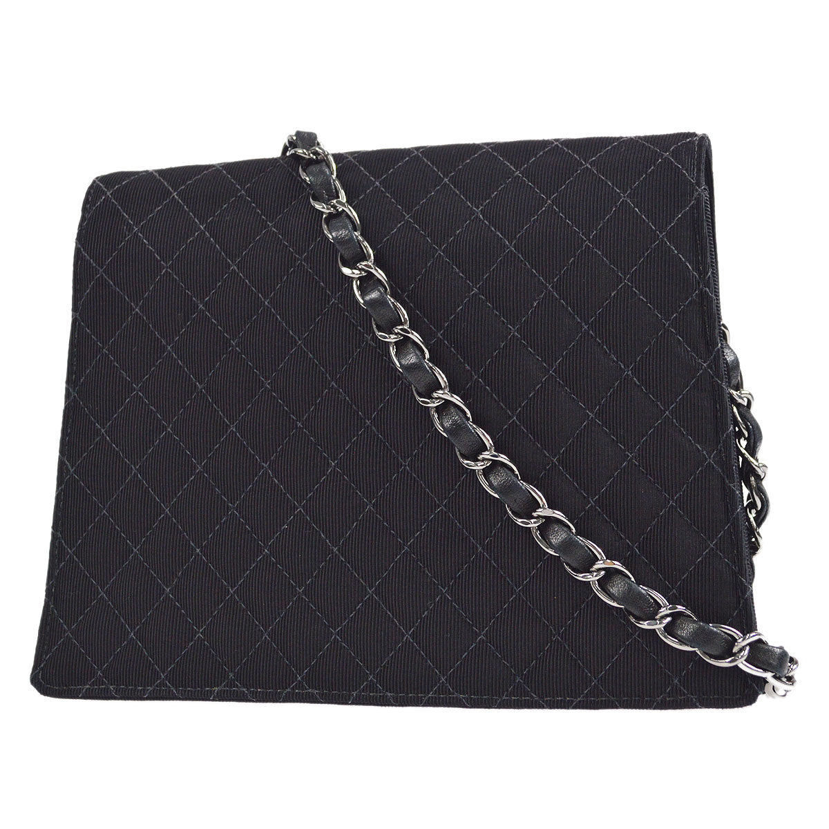 Luxury Chanel * 2005 Emblem Shoulder Bag Mini Black Canvas