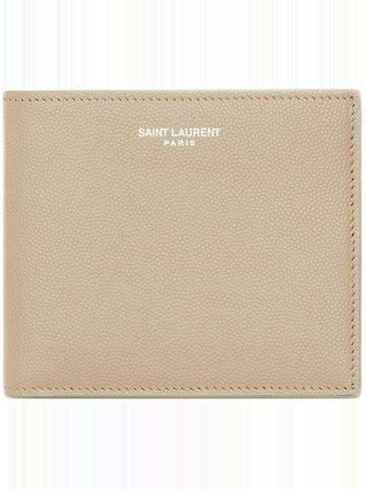 Luxury Saint Laurent Men's Logo Print Card Holder in Sea Salt | 396303BTY0E9607