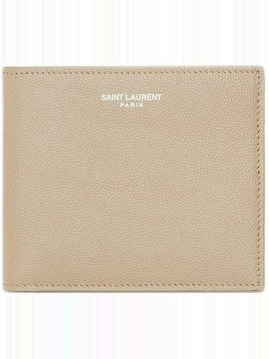 Luxury Saint Laurent Men's Logo Print Card Holder in Sea Salt | 396303BTY0E9607