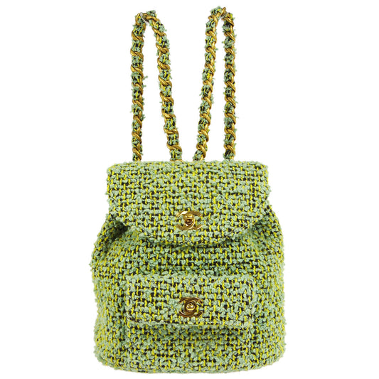 Luxury Chanel * 1994 Duma Backpack Large Green Tweed
