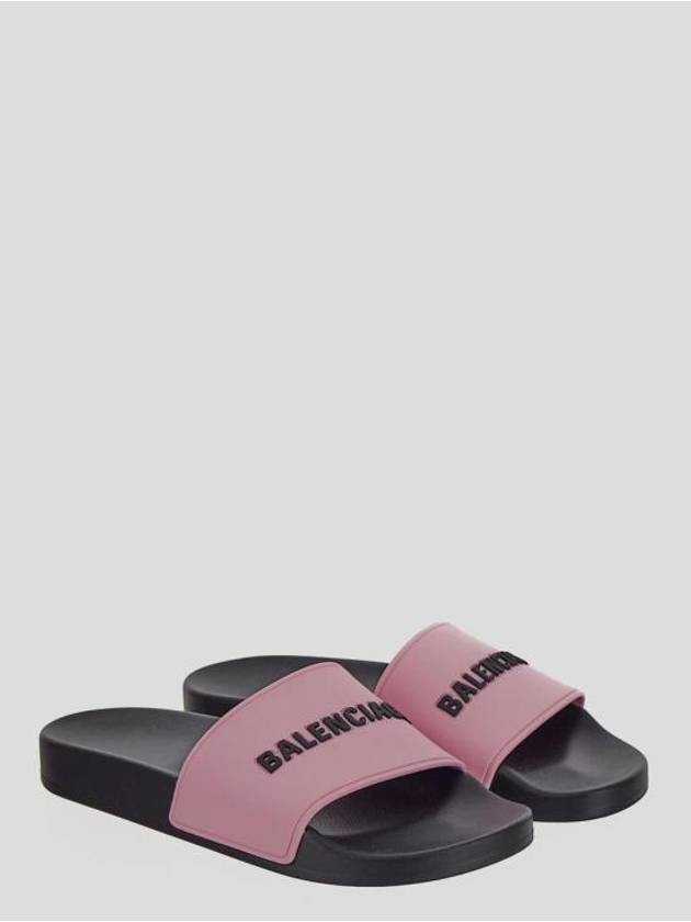 Luxury Balenciaga Logo Pool Slippers Pink