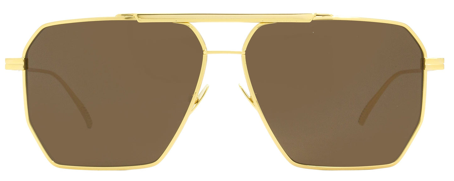 Luxury Bottega Veneta Men's Square Sunglasses BV1012S 003 Gold 60mm