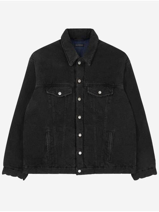 Luxury Balenciaga Padded Japanese Denim Jacket Black
