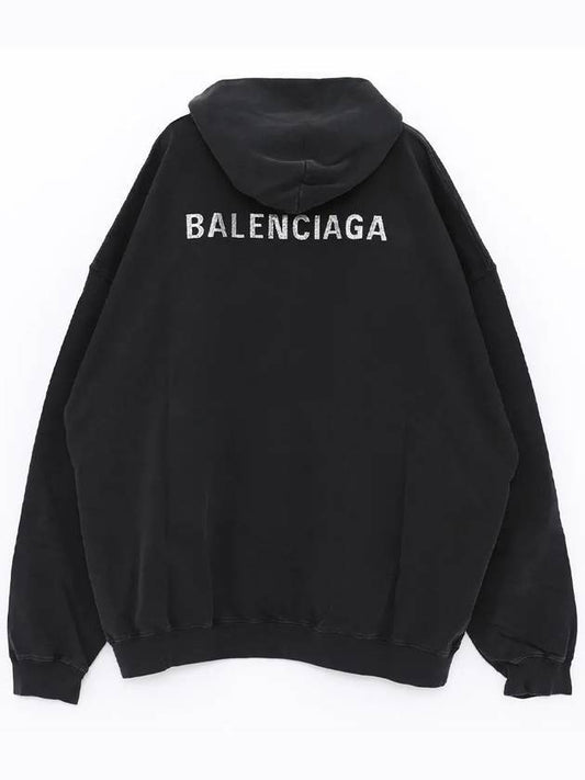 Luxury Balenciaga Back Logo Hooded Top Black