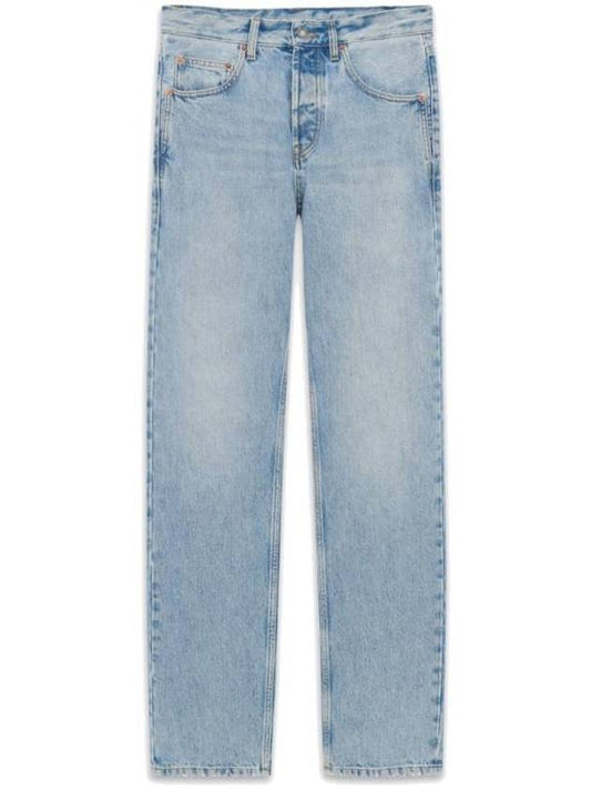 Luxury Saint Laurent Loose Fit Denim Straight Pants Blue