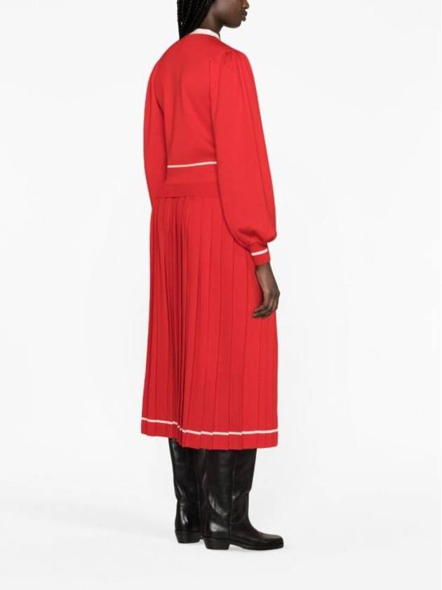 Luxury Gucci Trending 2025 Wool Jacquard Pleated Skirt Red