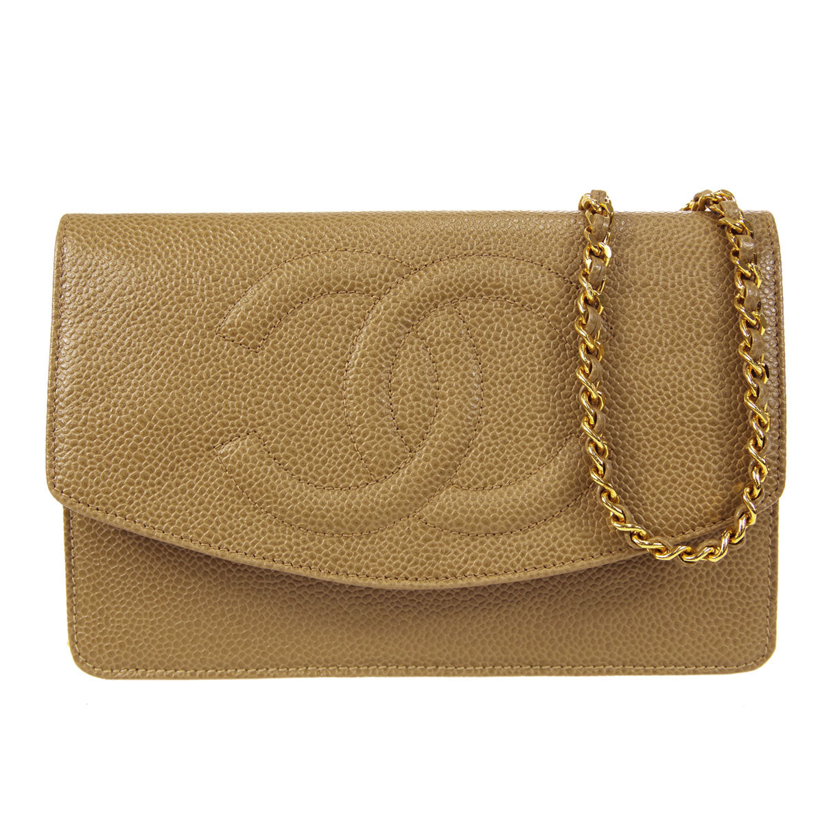 Luxury Chanel 1996-1997 Beige Caviar Timeless WOC Wallet on Chain