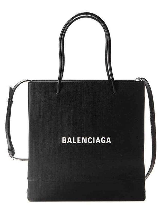 Luxury Balenciaga Logo Print Square Tote Bag Black