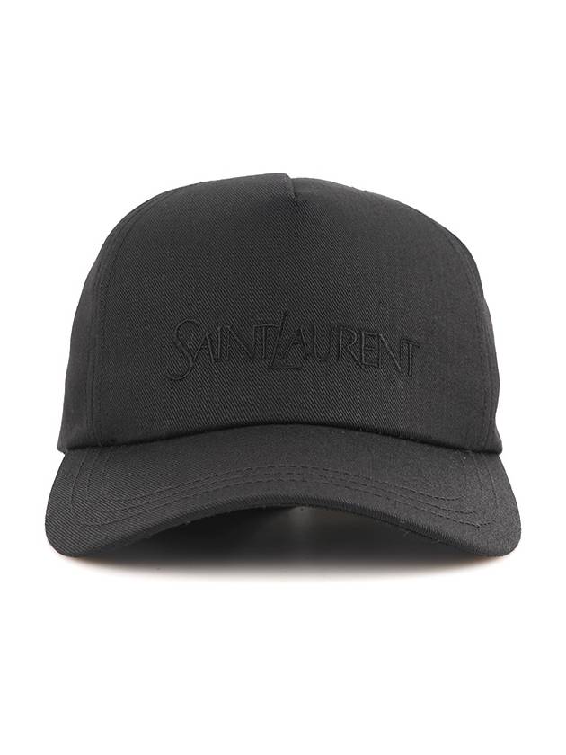 Luxury Saint Laurent Embroidered Logo Gabardine Weave Cotton Ball Cap Black