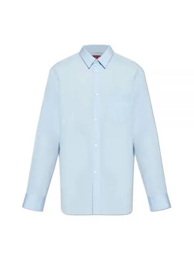 Luxury Gucci Trending 2025 Cotton Poplin Long Sleeve Shirt Blue