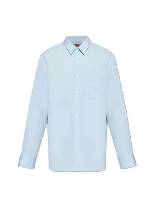 Luxury Gucci Trending 2025 Cotton Poplin Long Sleeve Shirt Blue