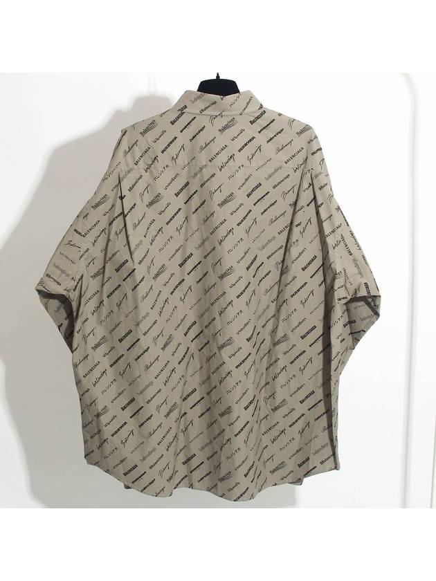 Luxury Balenciaga Men's Allover Logo Long Sleeve Shirt Dust Black