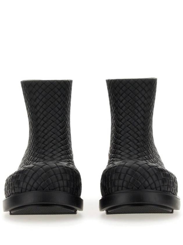 Luxury Bottega Veneta Fireman Intrecciato Leather Ankle Boots Black