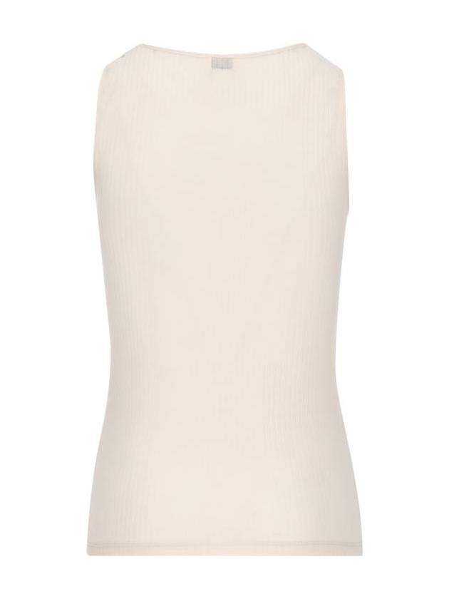 Luxury Saint Laurent Cassandre Embroidered Logo Wool Sleeveless White