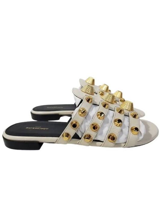 Luxury Balenciaga Stud Strap Slippers White