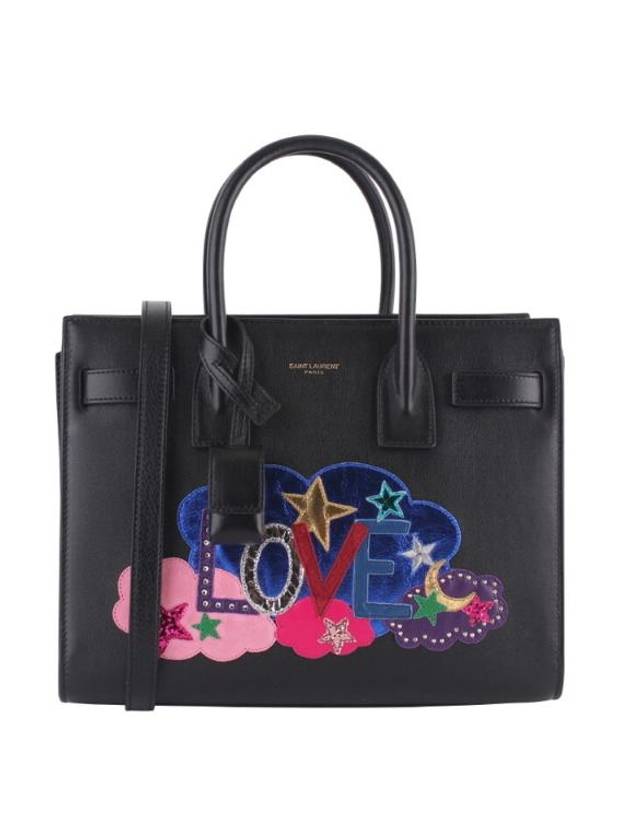 Luxury Saint Laurent Sac De Jour Love Baby Patchwork Tote Bag Black