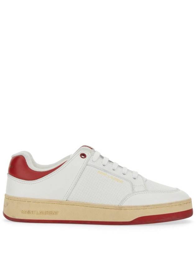 Luxury Saint Laurent Logo Calf Leather Low Top Sneakers White