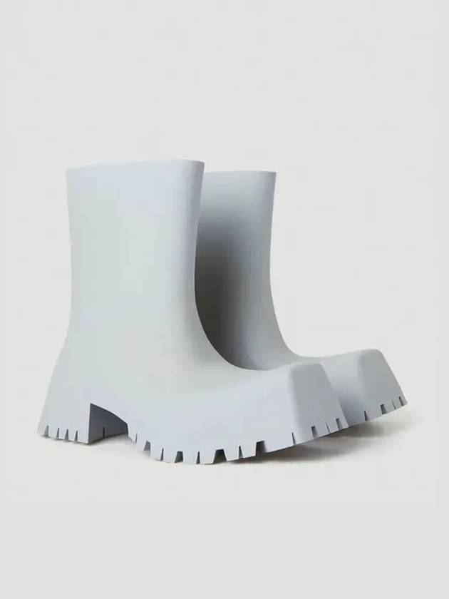 Luxury Balenciaga Square Toe Rubber Rain Boots Grey