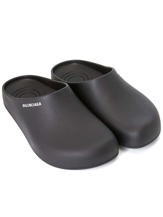 Luxury Balenciaga Logo Pool Closed Mule Black