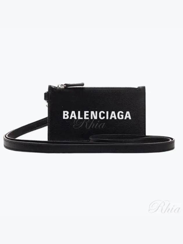 Luxury Balenciaga Cash Keyring Card Case Black Silver
