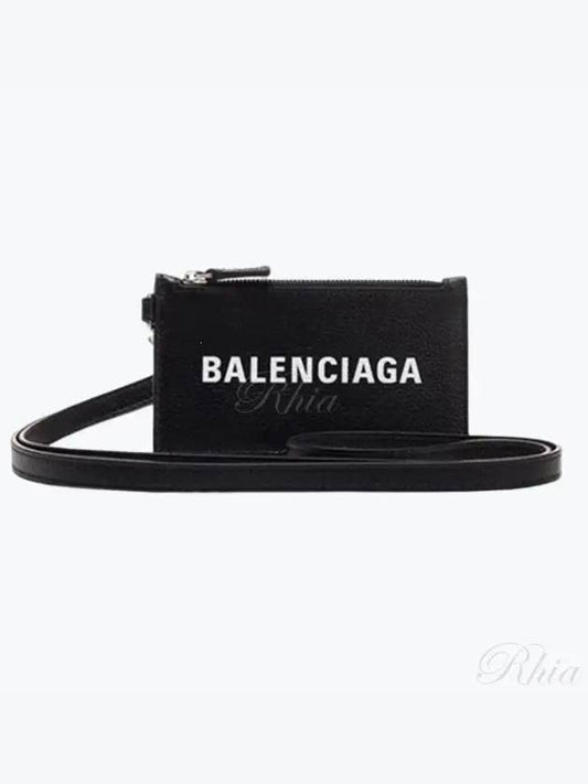 Luxury Balenciaga Cash Keyring Card Case Black Silver