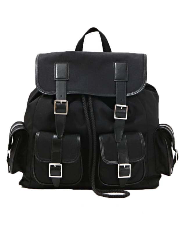 Luxury Saint Laurent Buckle 4 Pocket Backpack Black