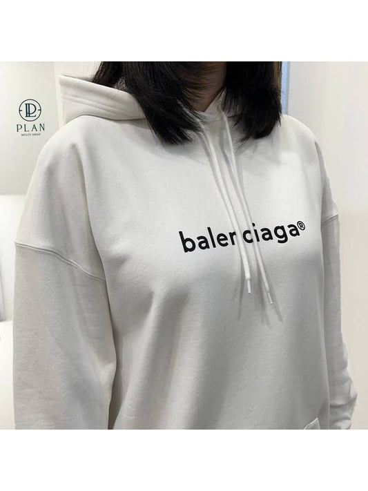 Luxury Balenciaga WoMen's logo printed oversized Hoodie top white