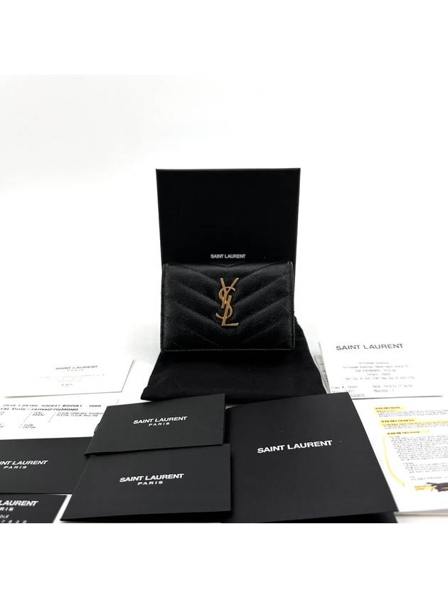 Luxury Saint Laurent Monogram gold flap card wallet 530841