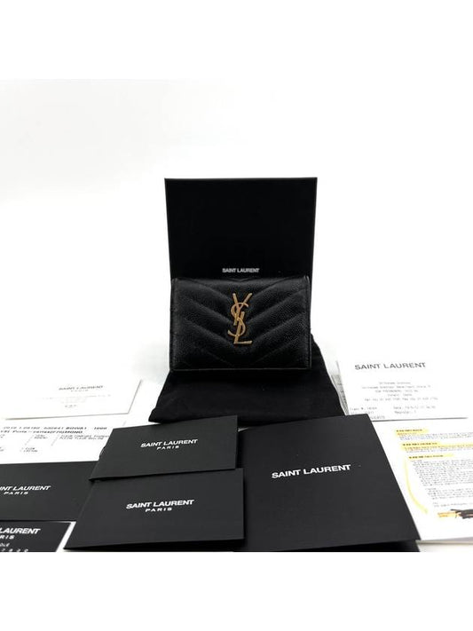 Luxury Saint Laurent Monogram gold flap card wallet 530841