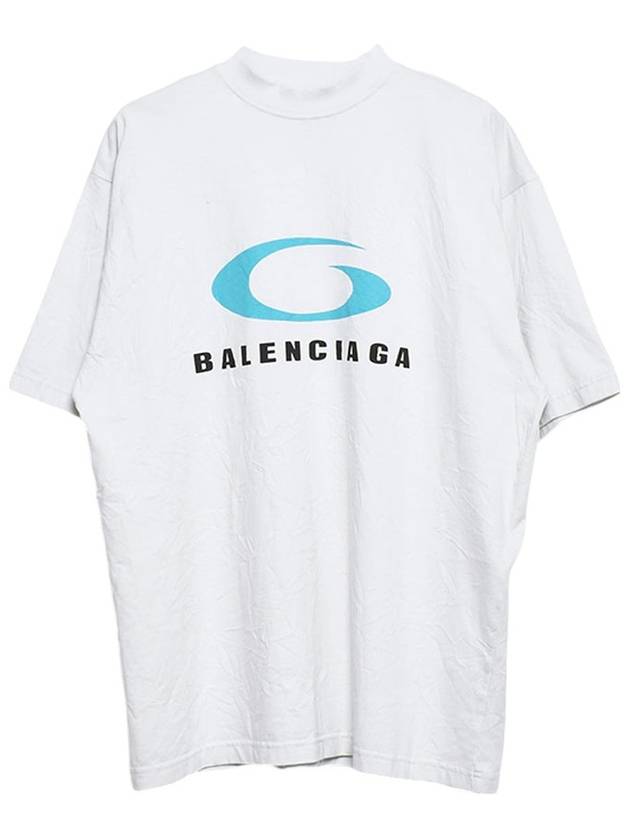 Luxury Balenciaga Logo Print Cotton Short Sleeve T-Shirt White