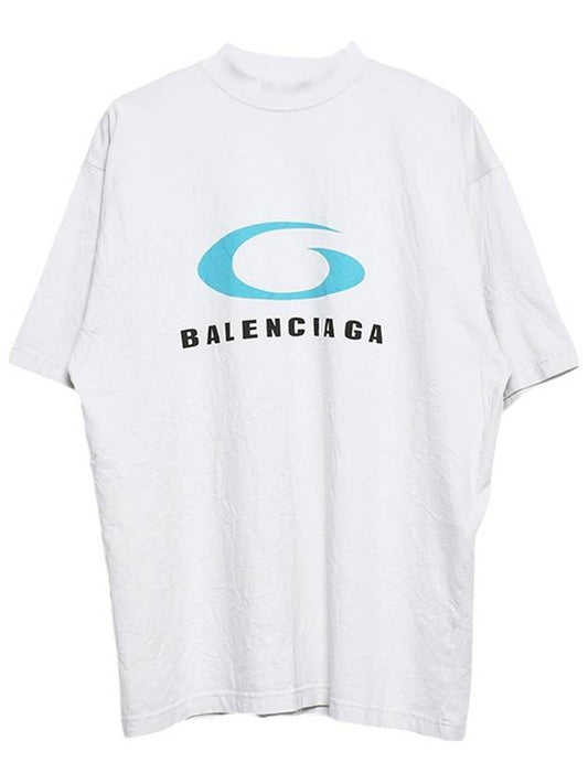 Luxury Balenciaga Logo Print Cotton Short Sleeve T-Shirt White