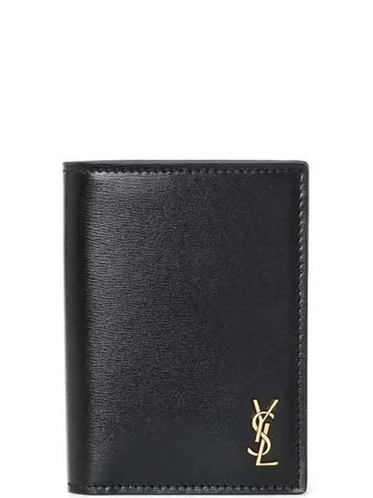 Luxury Saint Laurent Monogram Gold Hardware Bifold Wallet Black