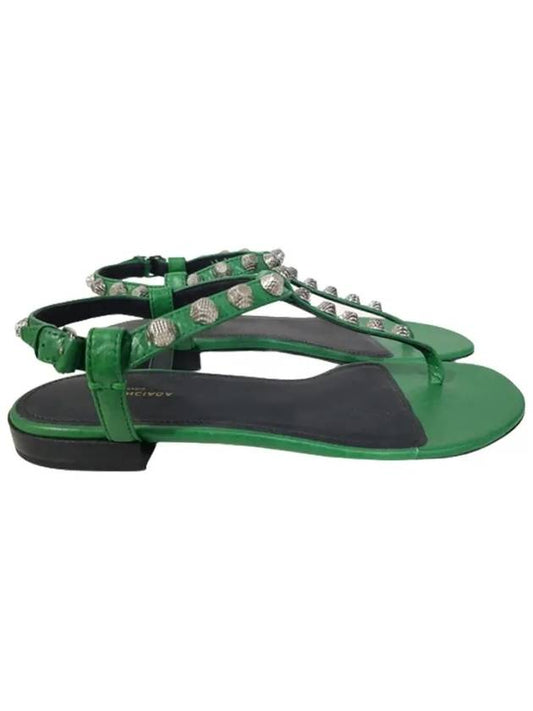 Luxury Balenciaga Stud Strap Sandals Green