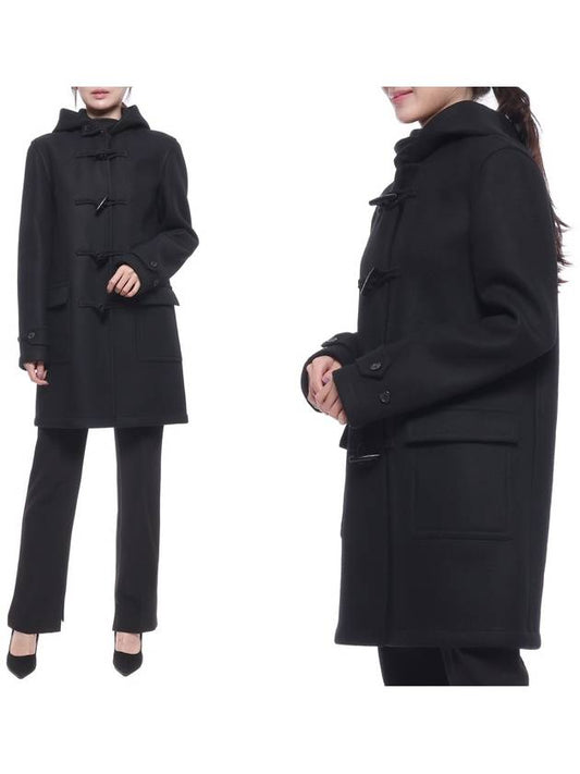 Luxury Saint Laurent Wool Duffle Coat Black