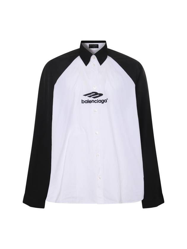 Luxury Balenciaga Raglan Cotton Polo Shirt Black White