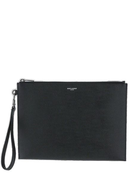 Luxury Saint Laurent Men's Leather Ipad Holder in Black | 683865BTY0N