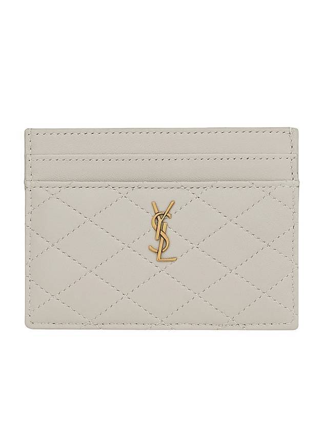 Luxury Saint Laurent Monogram Gabi Gold Hardware Logo Quilting Card Wallet Vintage White