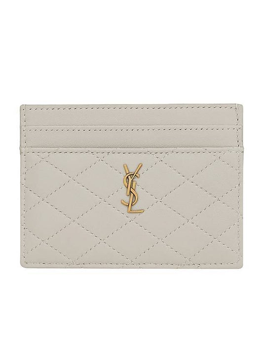 Luxury Saint Laurent Monogram Gabi Gold Hardware Logo Quilting Card Wallet Vintage White