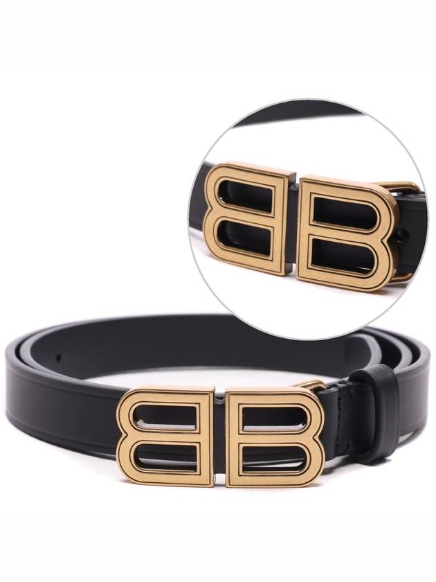 Luxury Balenciaga Hourglass Thin Leather Belt Black