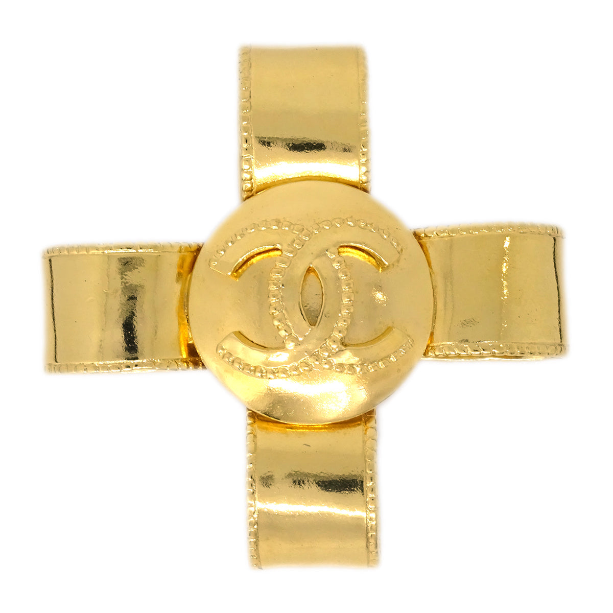 Chanel Cross Brooch Pin Gold 97A