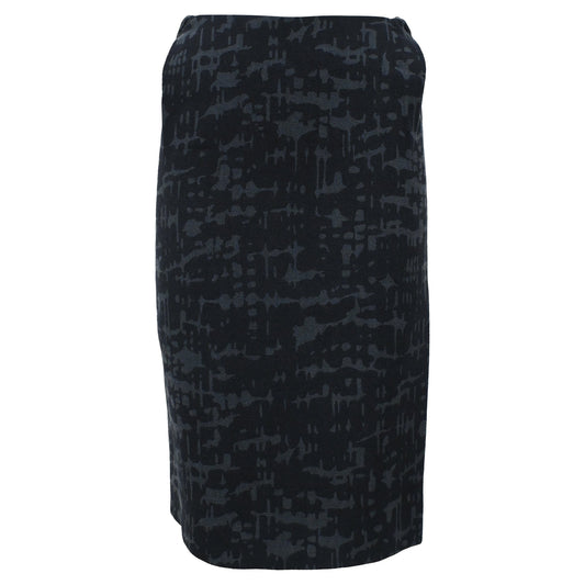 Luxury Bottega Veneta Printed Midi Pencil Skirt in Black and Grey Wool