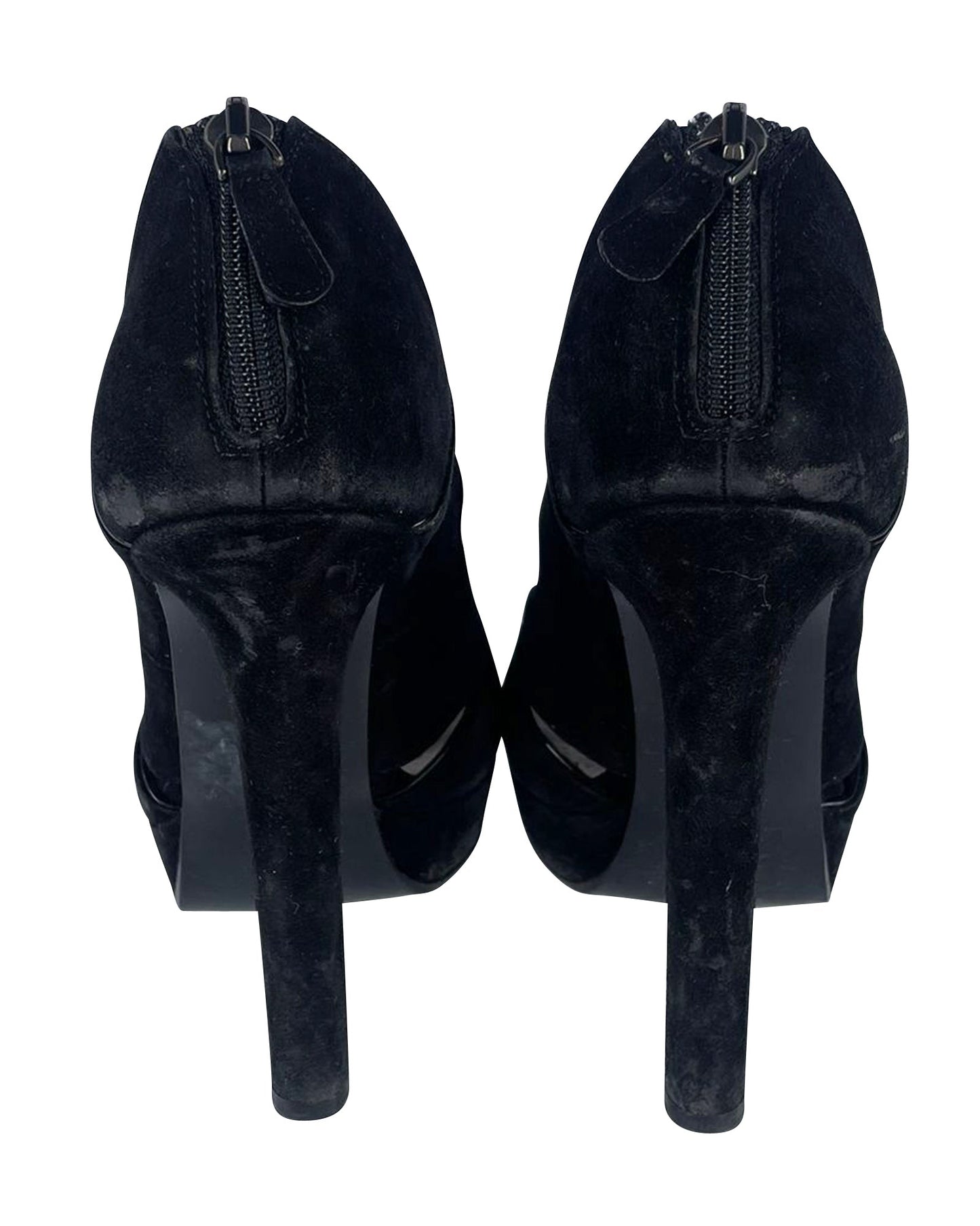 Luxury Bottega Veneta Cut Out Heels in Black Velvet
