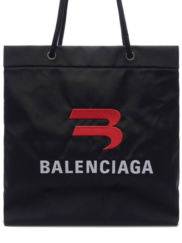 Luxury Balenciaga Explorer Embroidered Logo Tote Bag Black