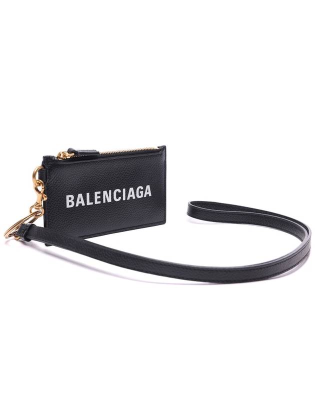 Luxury Balenciaga Logo Cash Keyring Card Wallet Black