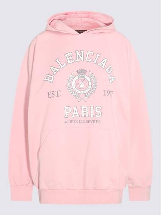 Luxury Balenciaga College Logo Hoodie Pink