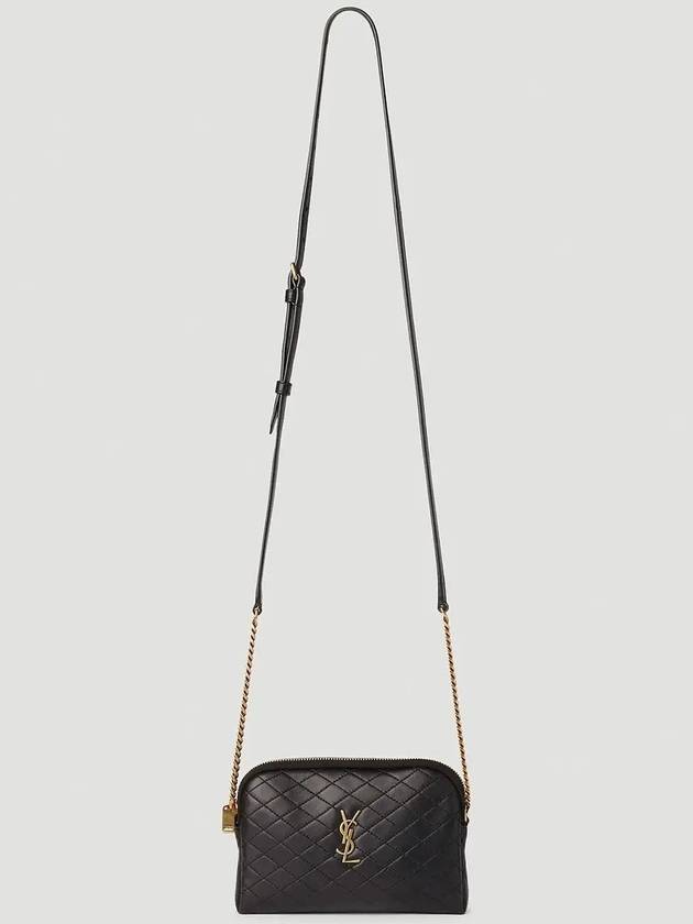 Luxury Saint Laurent Gaby Quilted Lambskin Chain Cross Bag Black