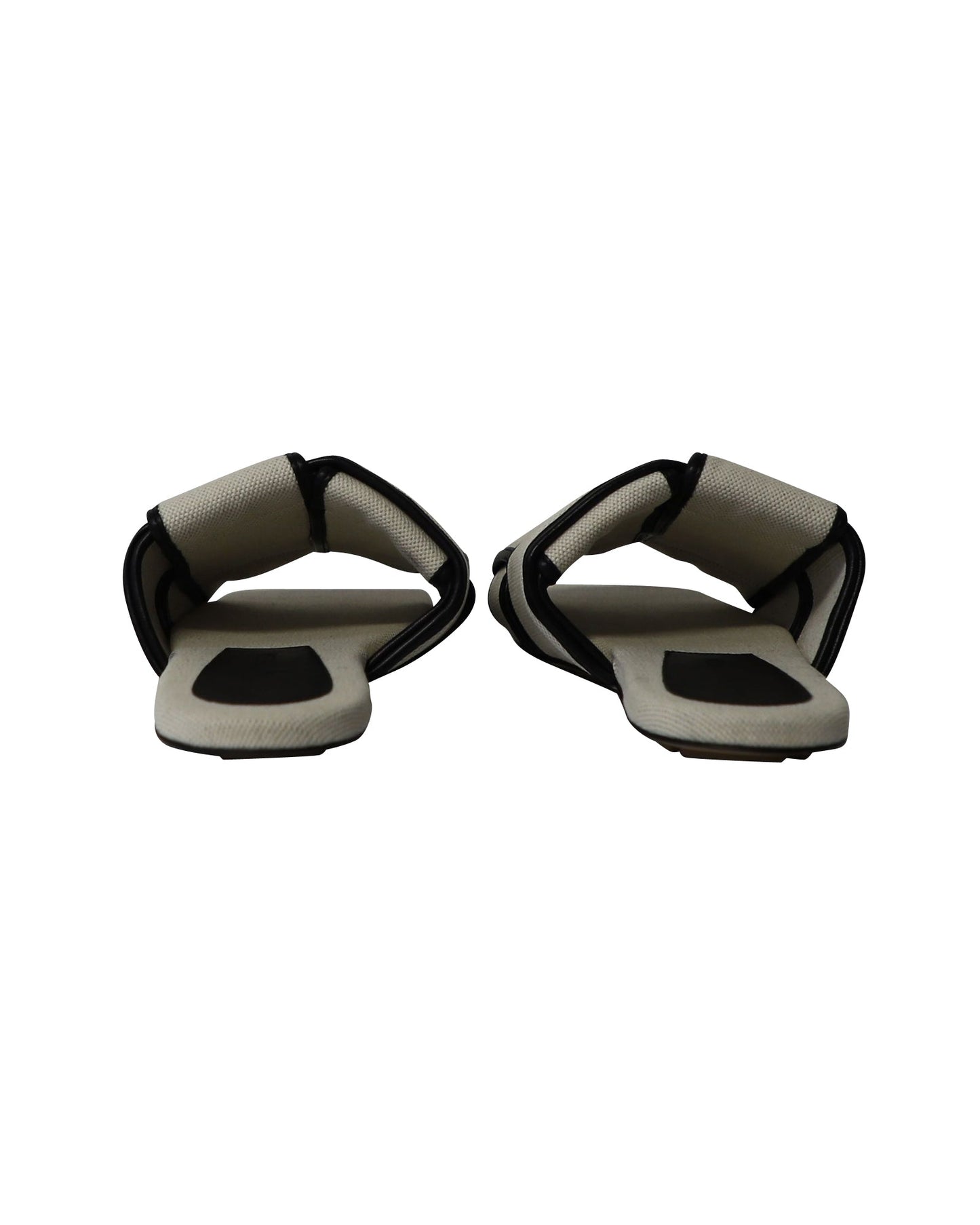 Luxury Bottega Veneta Woven Patterned Slides in Off-White Canvas