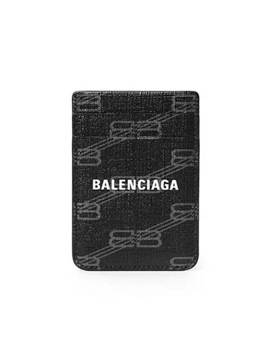 Luxury Balenciaga Signature Magnet Card Wallet Black
