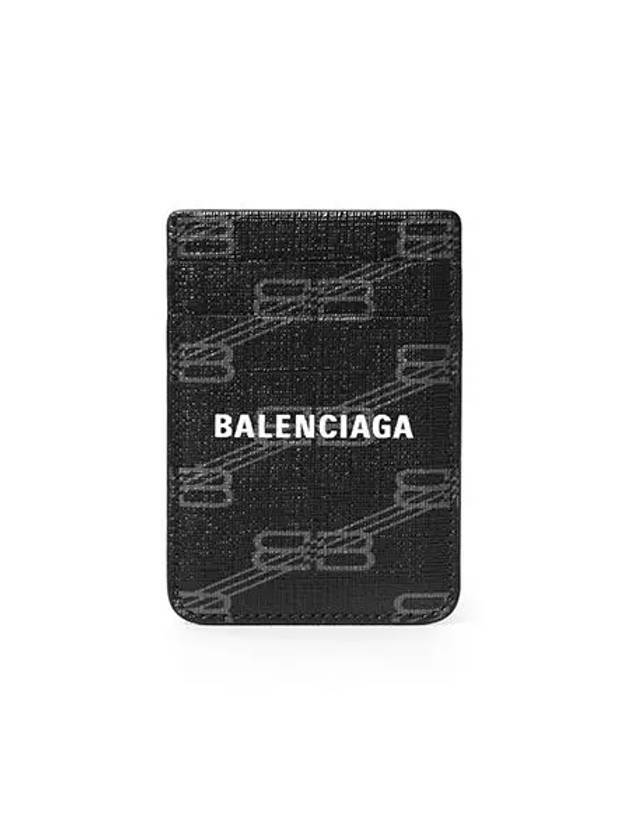 Luxury Balenciaga Signature Magnet Card Wallet Black
